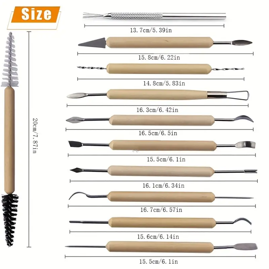 11pcs/set Pottery Tools  Wood  - Pocket Knife Ceramic incelemesi ve fiyatı