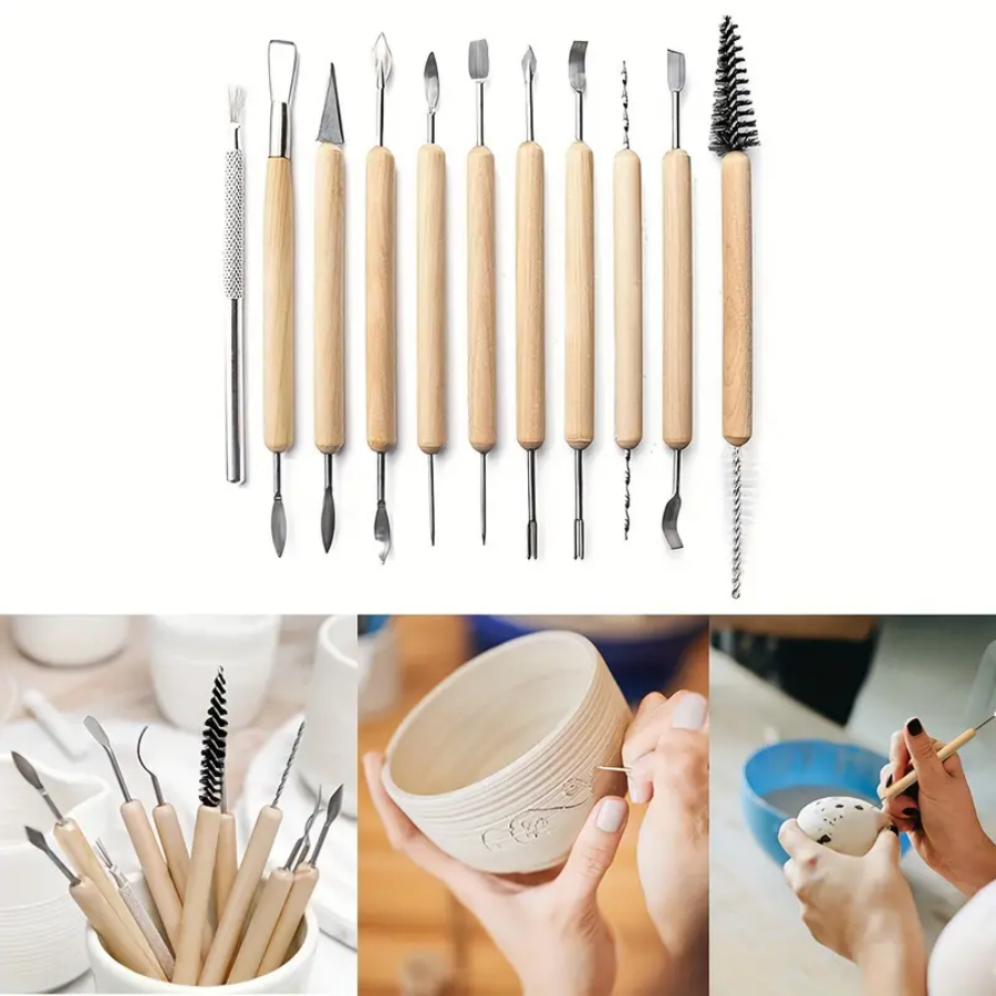11pcs/set Pottery Tools  Wood  - Pocket Knife Ceramic incelemesi ve fiyatı