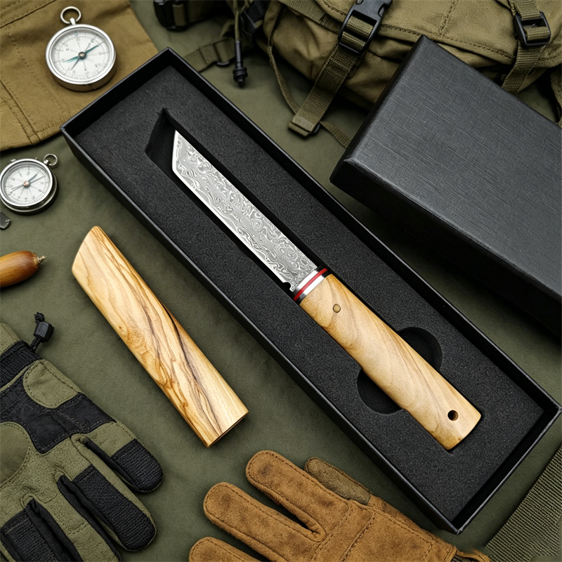 Portable Knife Damascus Blade  - Edc Pocket Carry Fixed Blade incelemesi ve fiyatı